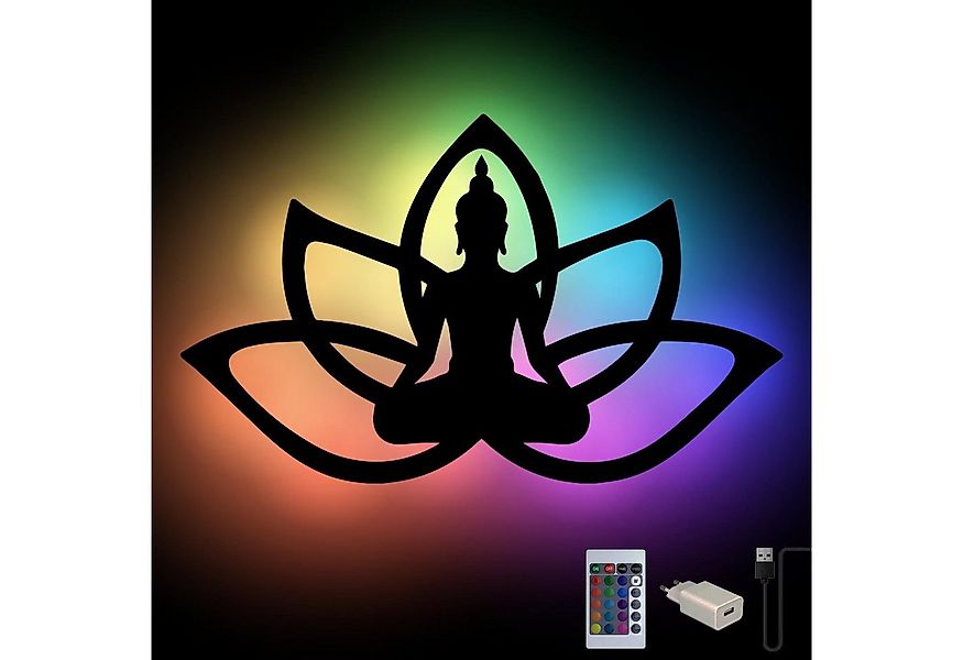 Namofactur LED Wandleuchte RGB Yoga, Buddha Lotus Haltung Blume, Meditation günstig online kaufen
