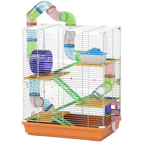 PawHut Käfig für Hamster Nagetier 4 Etagen mit Tunneln Futternapf Laufrad H günstig online kaufen