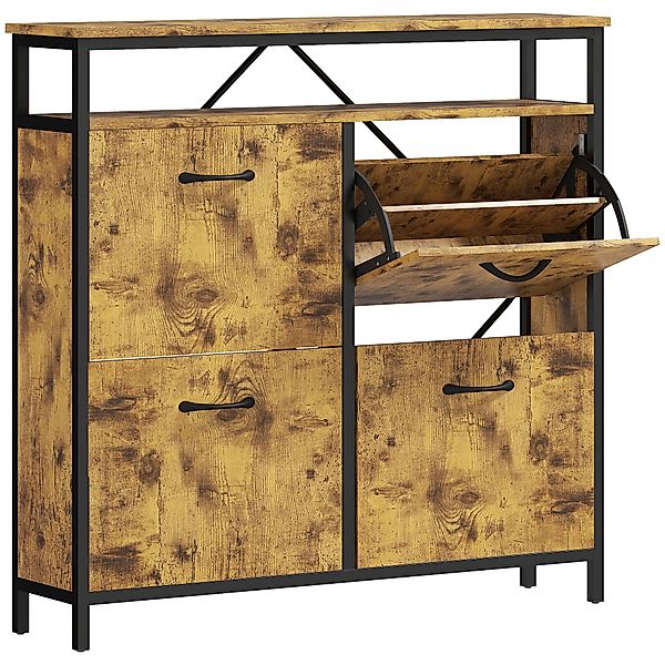 HOMCOM Schuhschrank mit 4 Klappen Schmal Schuhkipper mit Verstellbar Trennw günstig online kaufen