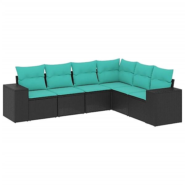 vidaXL 6-Tlg Gartensofa-Set mit Kissen Schwarz Polyrattan 3222606 günstig online kaufen