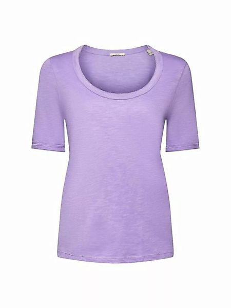Esprit T-Shirt Baumwoll-T-Shirt mit U-Ausschnitt (1-tlg) günstig online kaufen