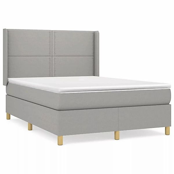 vidaXL Boxspringbett mit Matratze Hellgrau 140x200 cm Stoff1358918 günstig online kaufen
