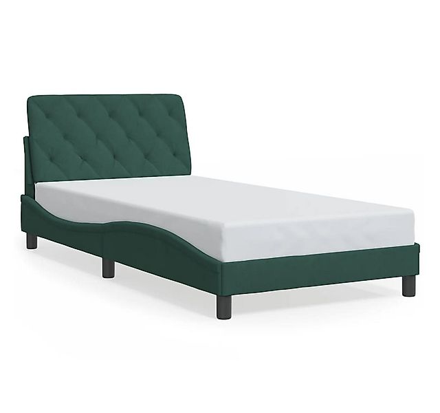 vidaXL Bett Bettgestell ohne Matratze Dunkelgrün 100x200 cm Samt günstig online kaufen