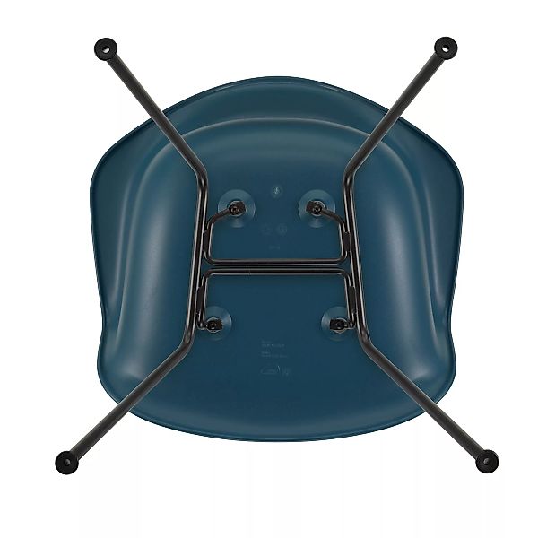 Vitra - Eames Plastic Chair DAX Gestell schwarz - meerblau/Sitzschale Polyp günstig online kaufen