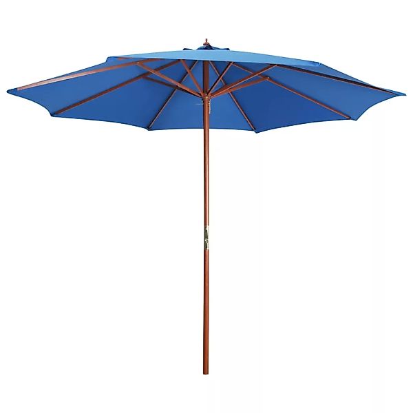 Sonnenschirm Mit Holz-mast 300 X 258 Cm Blau günstig online kaufen
