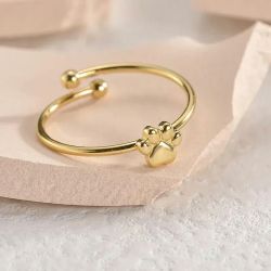 Eyecatcher Fingerring Offener süßer Pfotenabdruck Ring günstig online kaufen