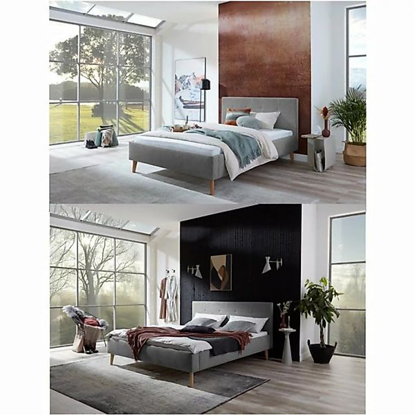 Faizee Möbel Bett [Jazz Grau 140x200/180x200] Polsterschlafzimmerbett Eiche günstig online kaufen