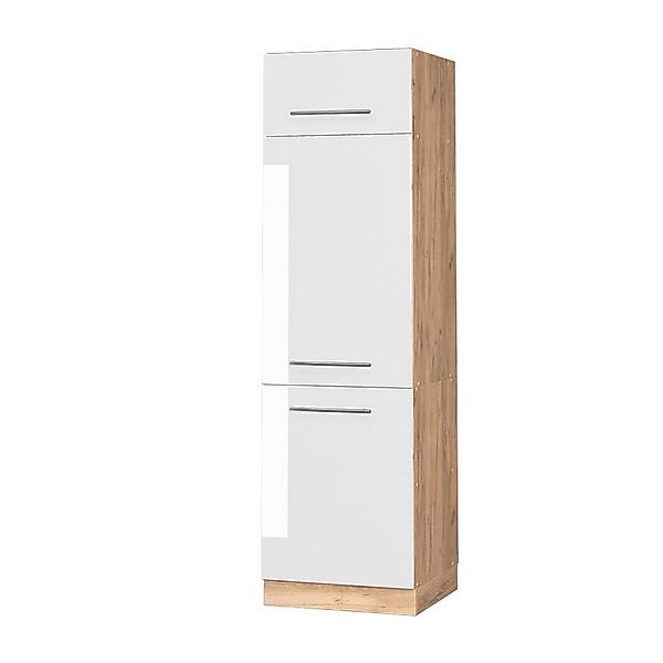 Vicco Kühlumbauschrank Fame-Line, Weiß Hochglanz/Goldkraft Eiche, günstig online kaufen