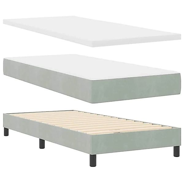vidaXL Boxspringbett mit Matratze Hellgrau 190 x 90 cm Polyester 3341498 günstig online kaufen