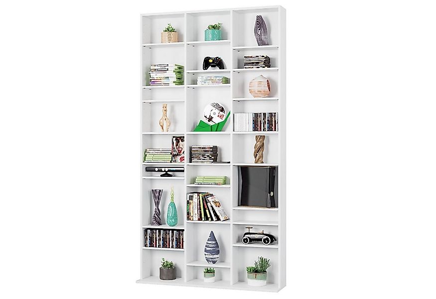 Homfa CD-Regal, DVD Ständer Bücherregal mit 27 Fächern höhenverstellbar wei günstig online kaufen