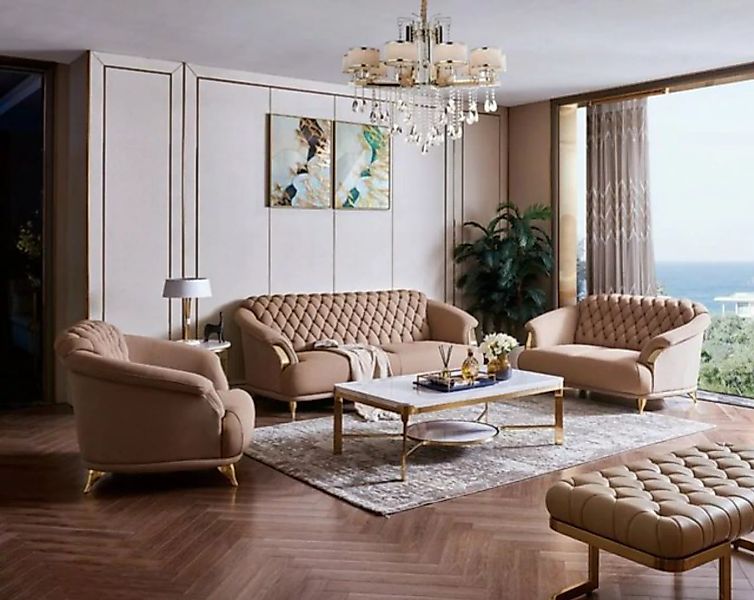 JVmoebel Sofa Braunes Chesterfield Designer Sofa Couch Polster Sitz 3+2+1 N günstig online kaufen