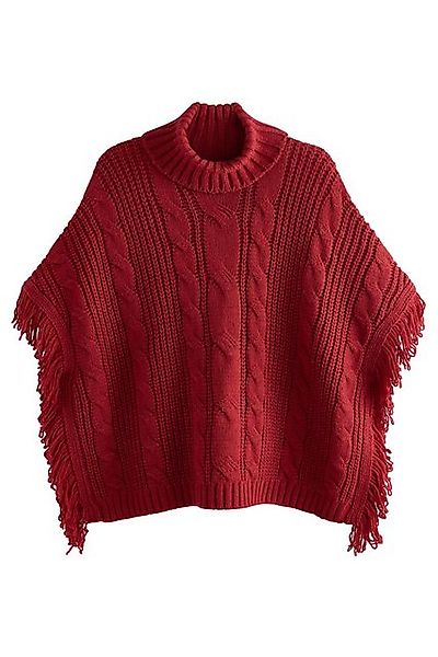 Next Strickponcho Cape-Strickjacke mit Rollkragen, Fransen (1-tlg) günstig online kaufen