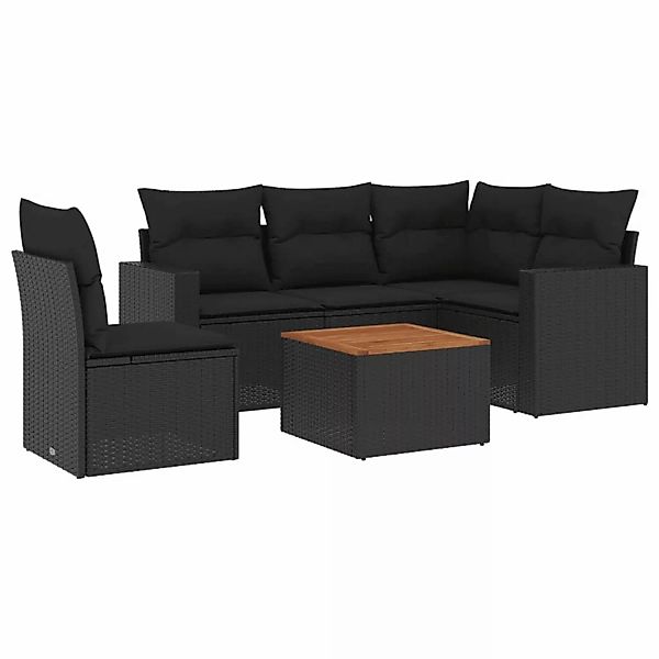 vidaXL 6-tlg Garten-Sofagarnitur mit Kissen Schwarz Poly Rattan Modell 110 günstig online kaufen