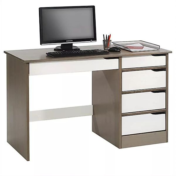 Schreibtisch HUGO Kiefer massiv in taupe/wei günstig online kaufen