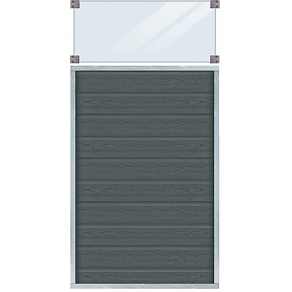 Sichtschutzzaun Artura WPC Schiefergrau mit Glas 90 cm x 175 cm günstig online kaufen