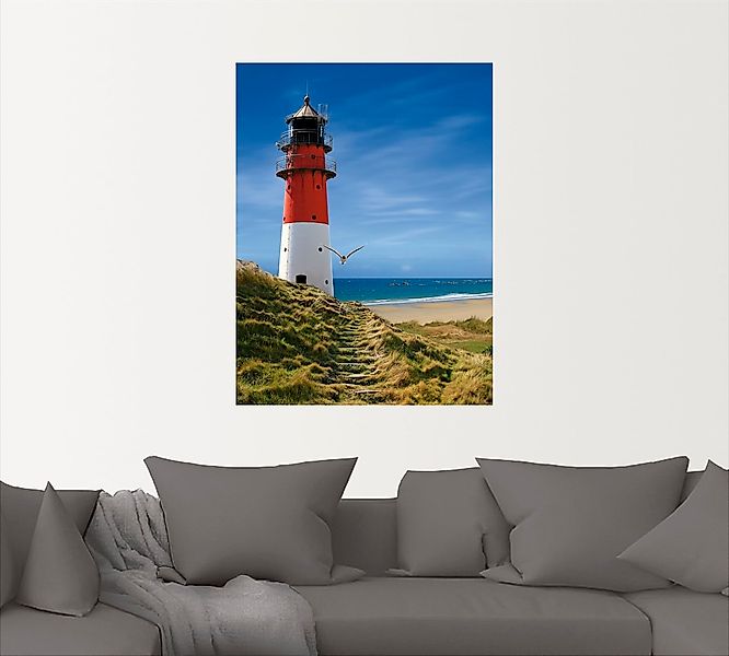 Artland Wandbild »Leuchtturm am Deich«, Gebäude, (1 St.), als Leinwandbild, günstig online kaufen