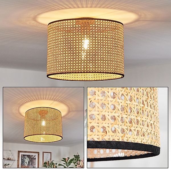 hofstein Deckenleuchte Deckenlampe aus Metall/Rattan/Stoff in günstig online kaufen