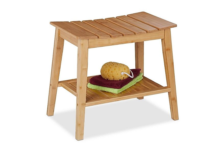 relaxdays Badhocker aus Bambus mit Ablage günstig online kaufen