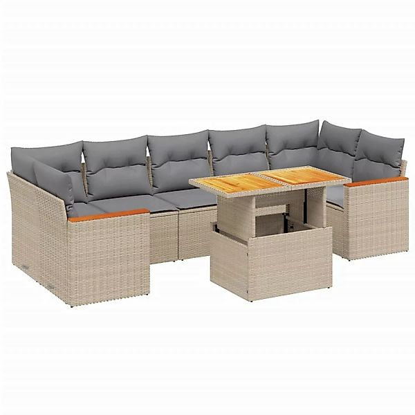 vidaXL 8-tlg Garten-Sofagarnitur mit Kissen Beige Poly Rattan Modell 276 günstig online kaufen