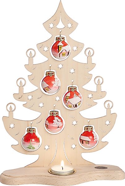 SAICO Original Teelichthalter "Tannenbaum mit roten handbemalten Glaskugeln günstig online kaufen