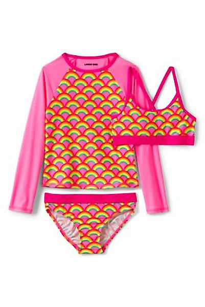 3-teiliges Set aus Badeshirt und Bikini, Größe: 146-152, Pink, Polyester-Mi günstig online kaufen