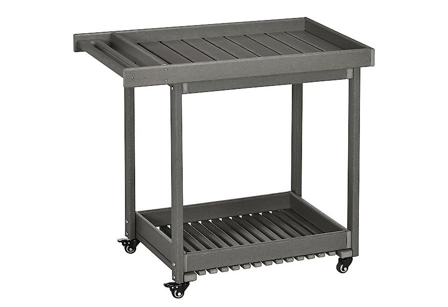 Outsunny Servierwagen Outdoor Multifunktionstisch mit Rollen, für Garten, B günstig online kaufen