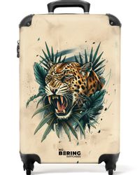 NoBoringSuitcases.com© Hartschalen-Trolley Beige mit Jaguar 55x35x20cm, günstig online kaufen