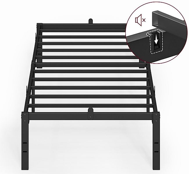 VASAGLE Bettgestell (90 x 200 cm, 40.6 cm H, geräuscharm), Metallbett, Bett günstig online kaufen