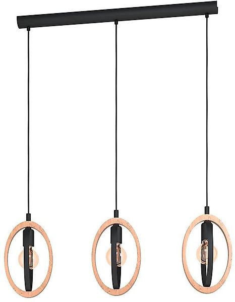 EGLO Hängeleuchte »BASILDON«, E27, 1 St., schwarz, braun / L78 x H110 x B16 günstig online kaufen