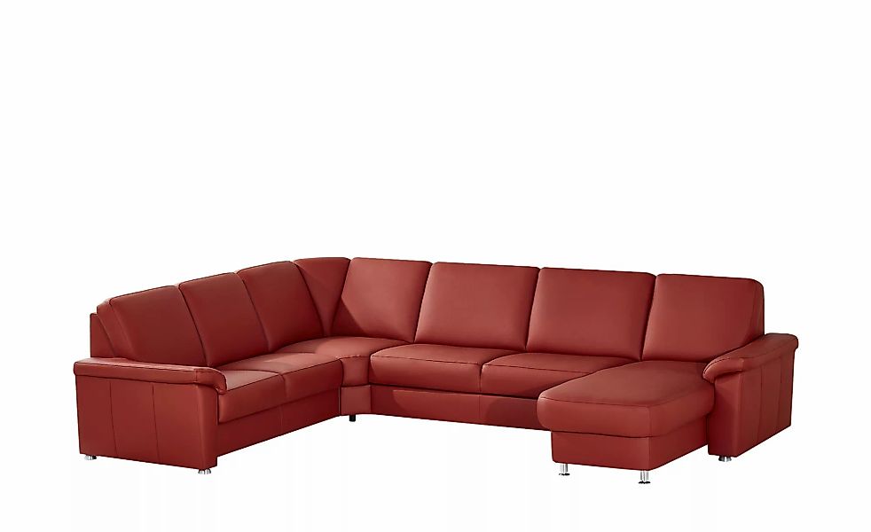 meinSofa Wohnlandschaft Leder Carolin ¦ rot ¦ Maße (cm): B: 330 H: 91 T: 24 günstig online kaufen