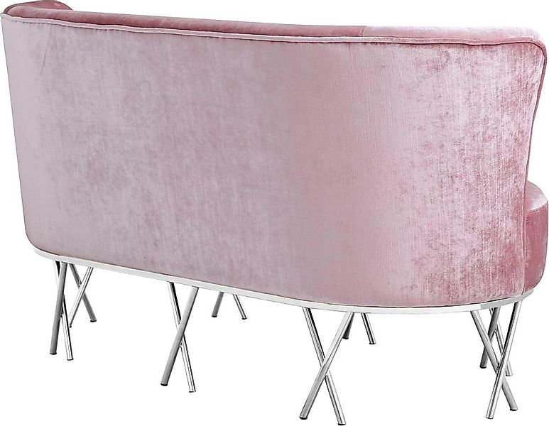 Leonique Sofa "Scarlett" Sofa/Bank, rosa Velours, Chromfüße, Design, 145x72 günstig online kaufen