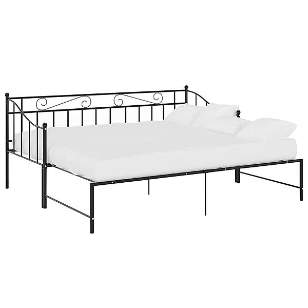 vidaXL Bett Ausziehsofa Bettgestell Schwarz Metall günstig online kaufen