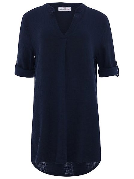 Zwillingsherz Schlupfbluse "Rom" verlängerte Rückenpartie, V-Neck, Turn-Up günstig online kaufen
