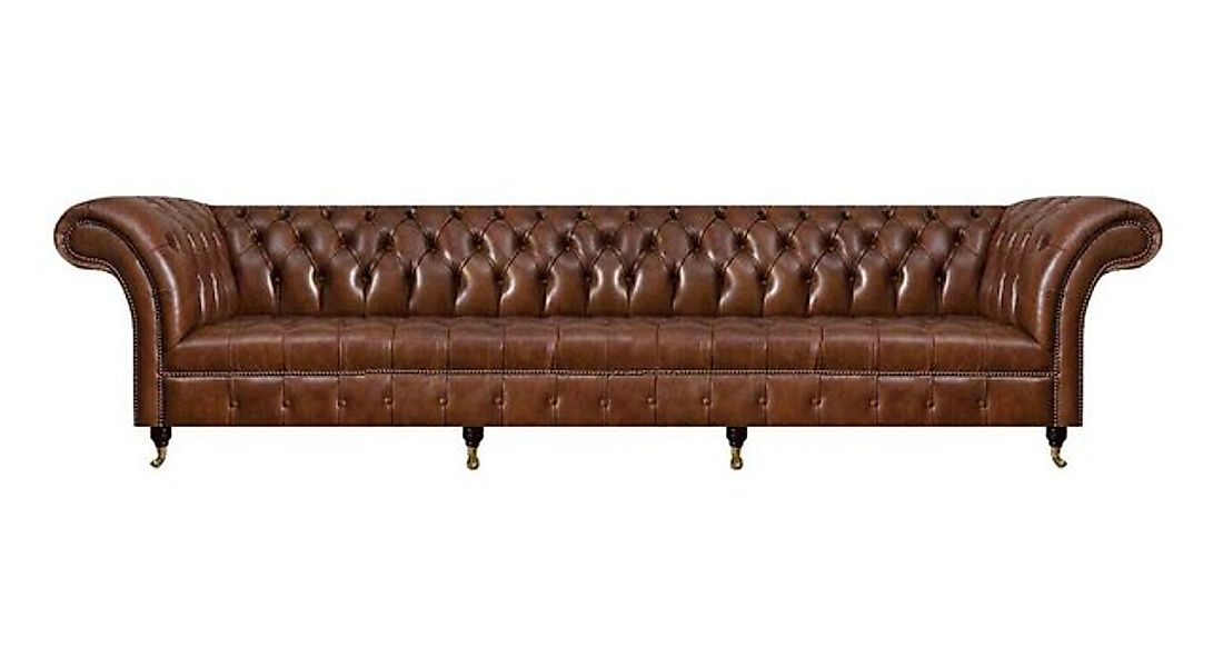 Xlmoebel Chesterfield-Sofa Braune Chesterfield Ledercouch Wohnzimmer Lederm günstig online kaufen