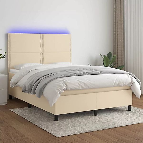 Vidaxl Boxspringbett Mit Matratze & Led Creme 140x200 Cm Stoff günstig online kaufen