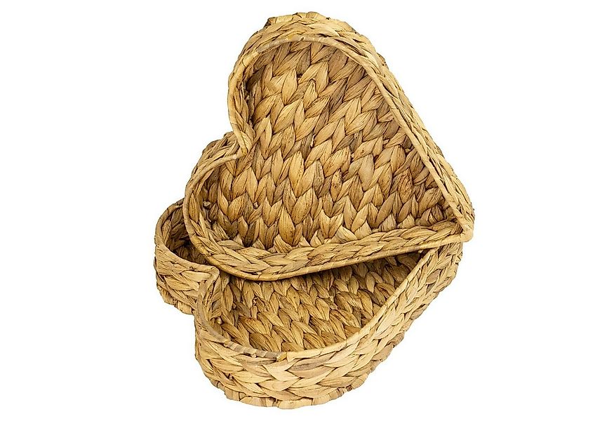 HMF Dekotablett Deko Herz, Dekoschale geflochten aus Wasserhyazinthe (2er S günstig online kaufen