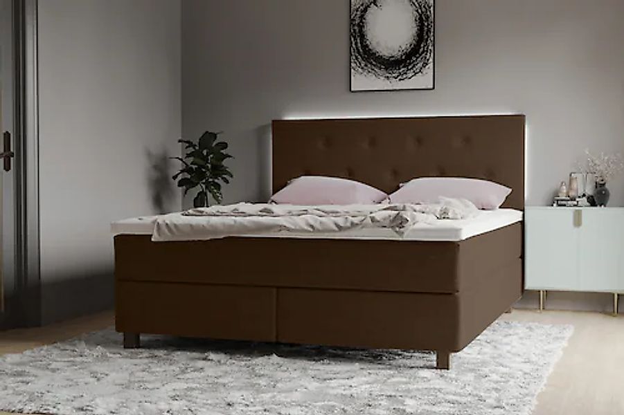Home affaire Boxspringbett »Alenika« mit LED - Beleuchtung, mit Taschen-Fed günstig online kaufen