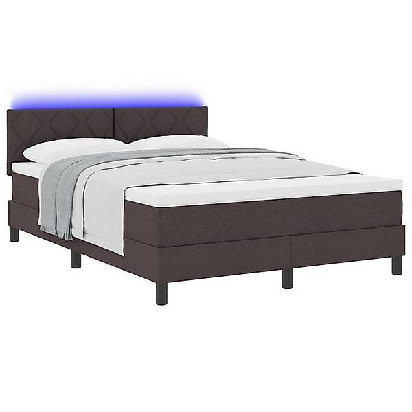vidaXL Bett Boxspringbett mit Matratze & LED Dunkelbraun 160x200 cm Stoff ( günstig online kaufen