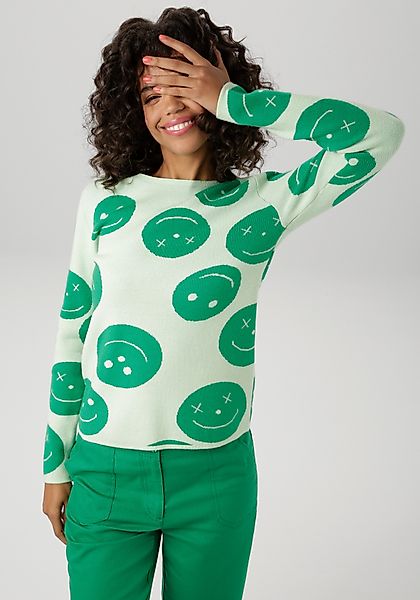 Aniston CASUAL Strickpullover, mit eingestrickten Smileys günstig online kaufen