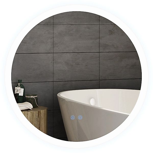 Kleankin Badezimmerspiegel mit Touchschalter Metall Glas Weiß 60 x 3H cm günstig online kaufen