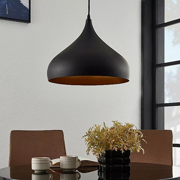 Lindby Pendellampe Ritana, schwarz-gold, Aluminium, 2er-Set günstig online kaufen