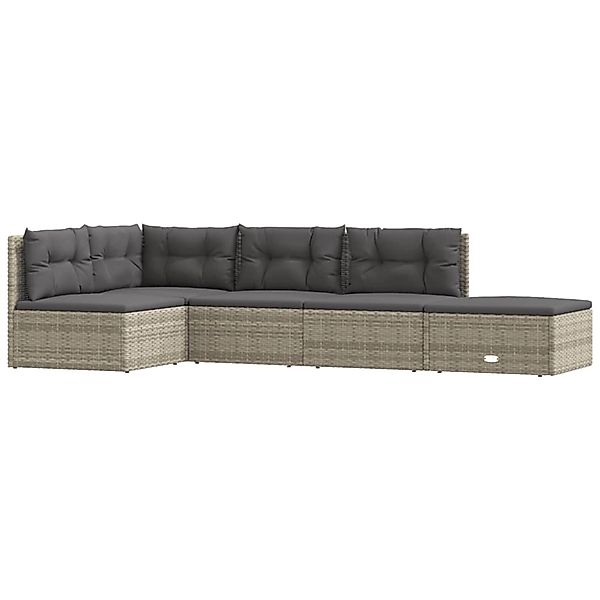 vidaXL 5-tlg Garten-Lounge-Set mit Kissen Grau Poly Rattan Modell 24 günstig online kaufen