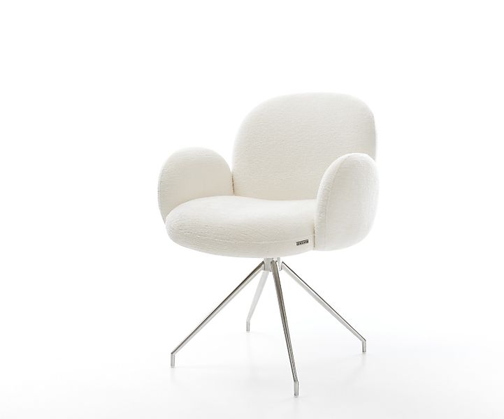 Esszimmerstuhl Nube-Flex mit Armlehnen Bouclé Soft Beige Kreuzgestell konis günstig online kaufen