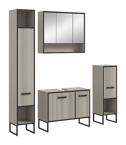 welltime Badmöbel-Set Locri, Breite 170 cm, Rillenoptik, Metallkufen, (4-St günstig online kaufen