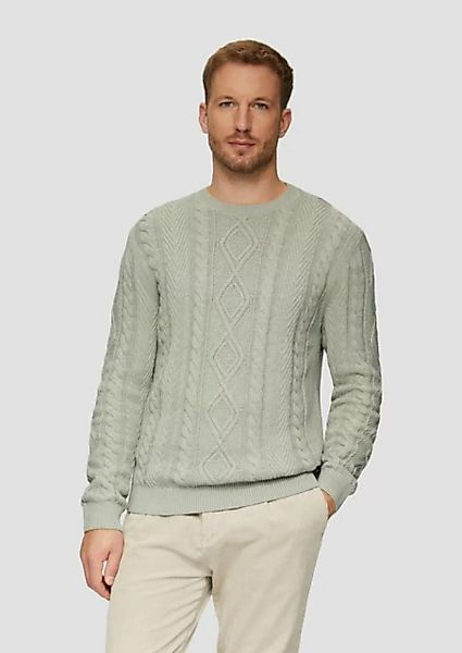 s.Oliver Strickpullover Strickpullover mit Zopfmuster Rippblende günstig online kaufen