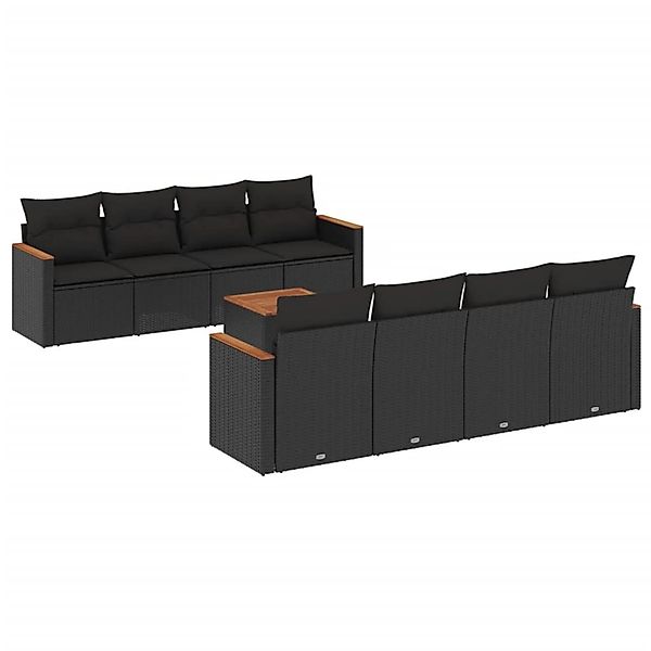 vidaXL 9-Tlg Garten-Sofagarnitur mit Kissen Schwarz Poly Rattan 3258219 günstig online kaufen