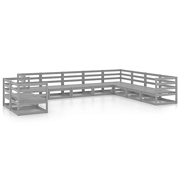 vidaXL 10-tlg Garten-Lounge-Set Grau Kiefer Massivholz Modell 12 günstig online kaufen