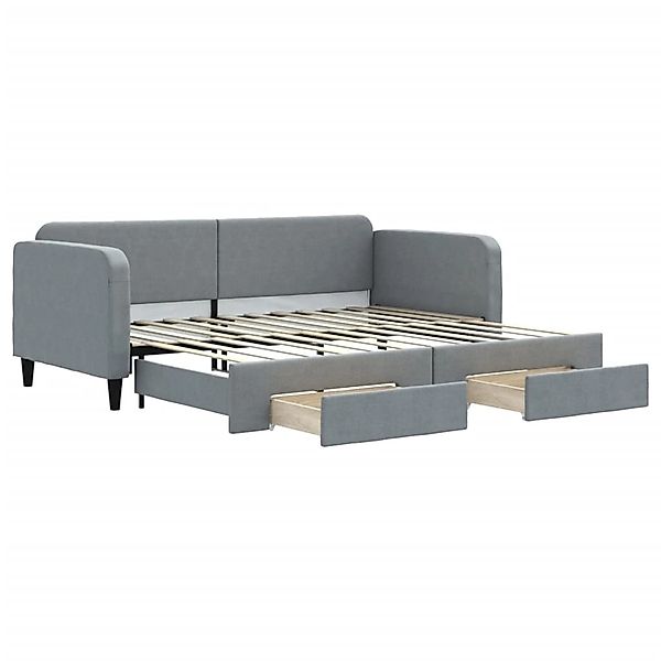 vidaXL Tagesbett Ausziehbar mit Schubladen Hellgrau 90x200 cm Stoff 3196852 günstig online kaufen