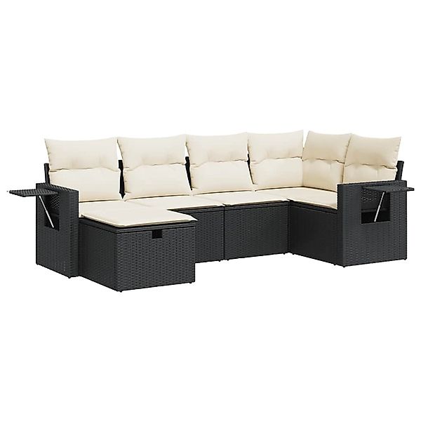 vidaXL 6-Tlg Garten-Sofagarnitur mit Kissen Schwarz Poly Rattan 3325482 günstig online kaufen