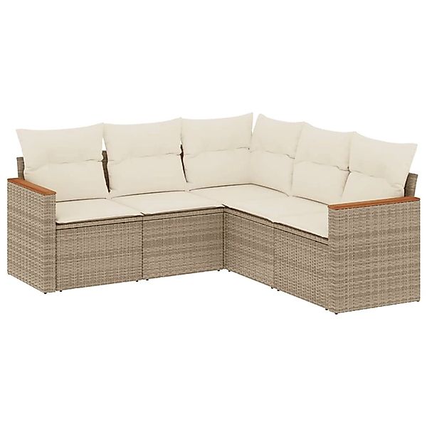 vidaXL 5-Tlg Garten-Sofagarnitur mit Kissen Beige Poly Rattan 3258362 günstig online kaufen